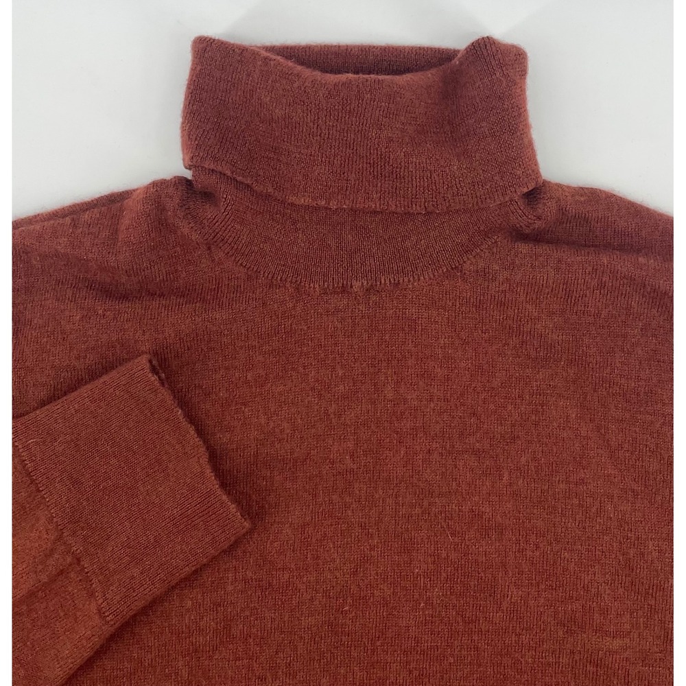 Express Turtleneck Sweater Women Lg Rust Orange Merino Wool Long Sleeve Classic